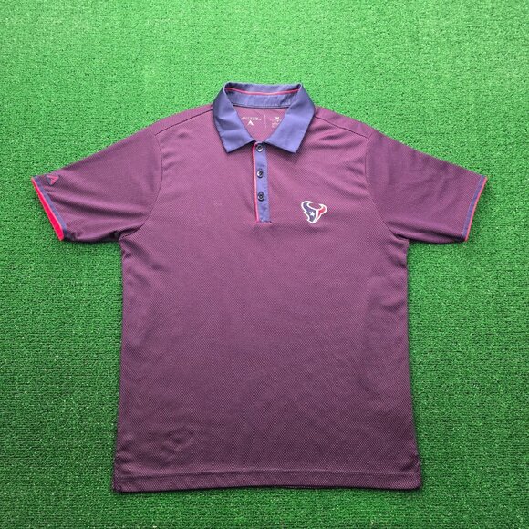 Houston Texans Polo Shirt Mens Medium/Large Red Short Sleeve NFL Football Sports - Picture 1 of 9
